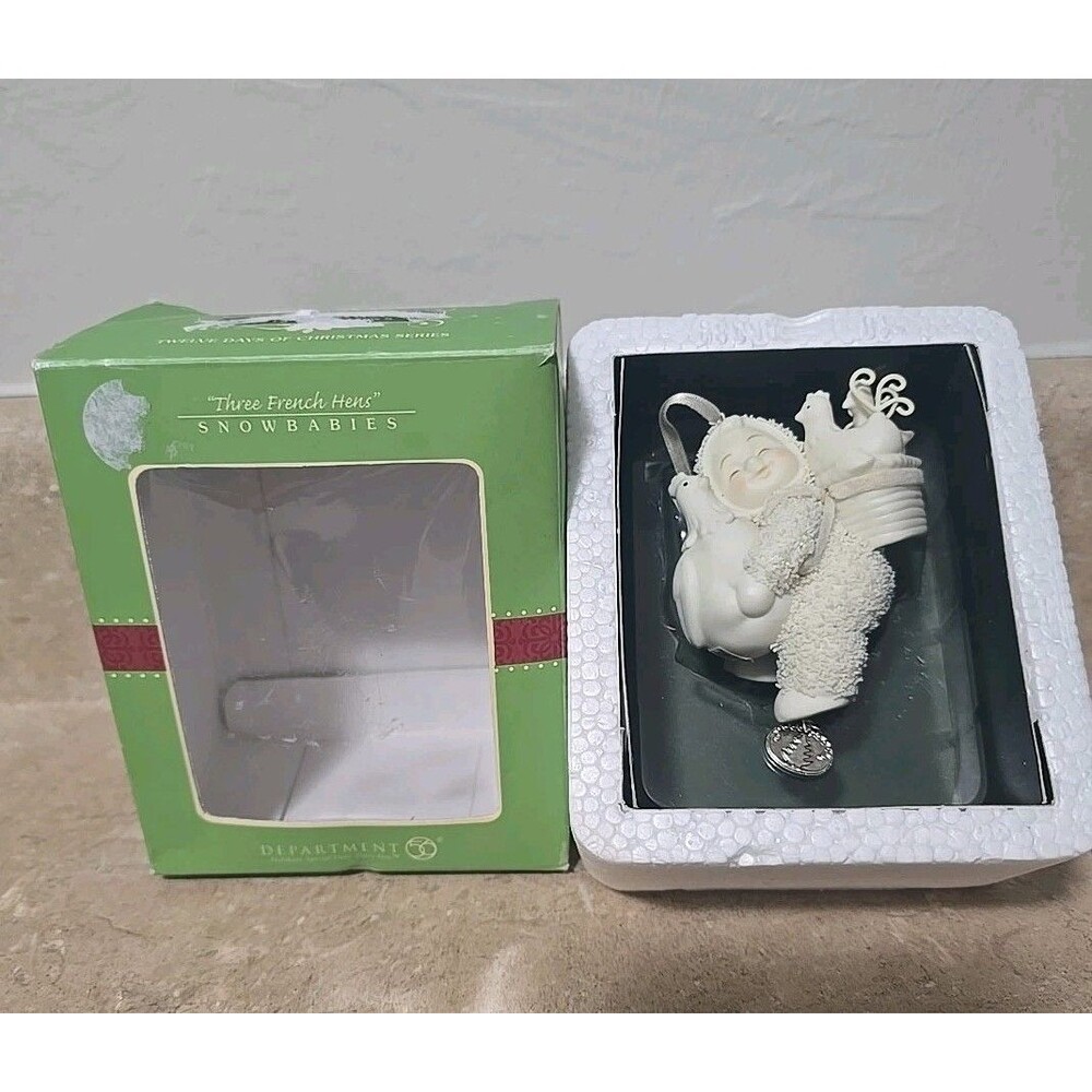 2006 Snowbabies 12 Days of Christmas Three French Hens Ornament w/Box Dept 56.